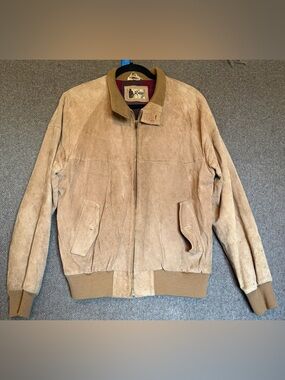 Men's Tan Suede Bomber Jacket